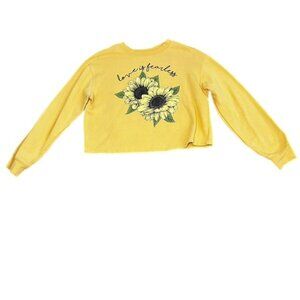 AWAKE Love Is Fearless Cropped Sunflower Sweatshirt Yellow Size S